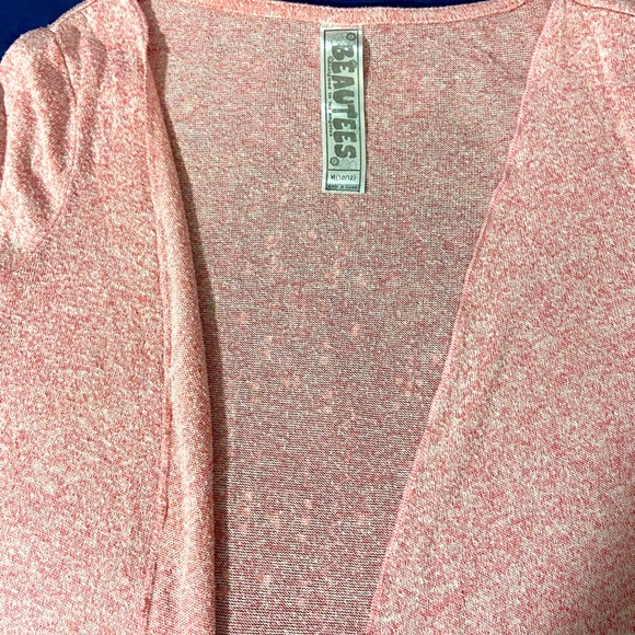 Beautees Open Front, Side Slits, Pink Cardigan with Floral, Aztec Design Girls - Picture 3 of 5